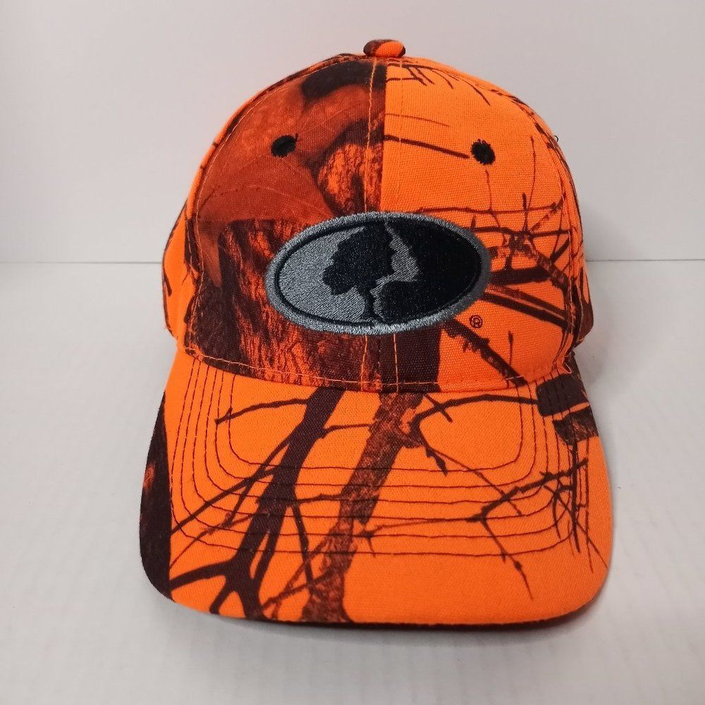 Mossy Oak Hunting Logo Safety Orange Branch Pattern Adjustable Outdoor Cap